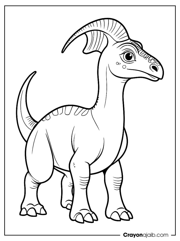 Parasaurolophus dinosaur coloring page for kindergarten ca