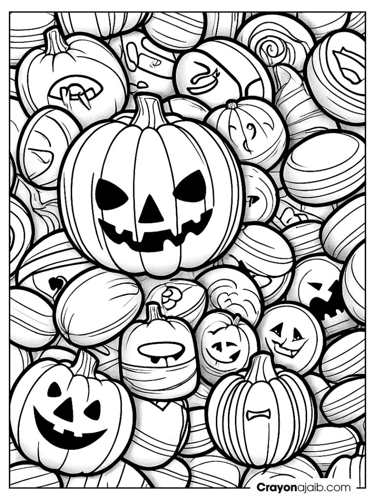 Pile of halloween candy with jack o' lanterns ca