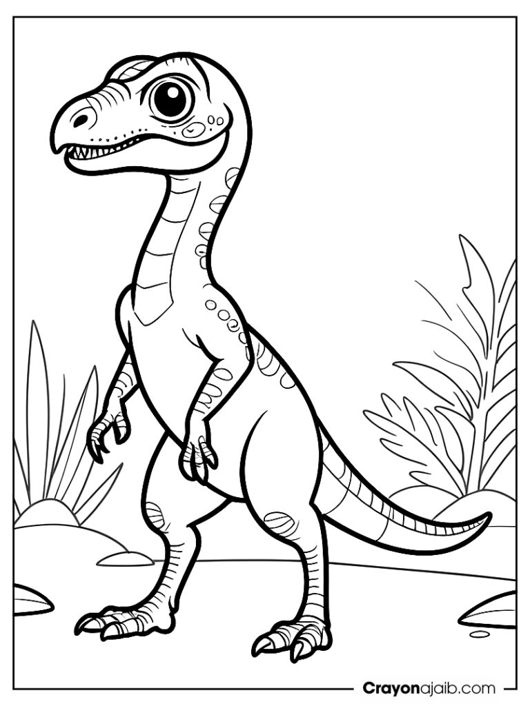 Playful velociraptor coloring sheet ca