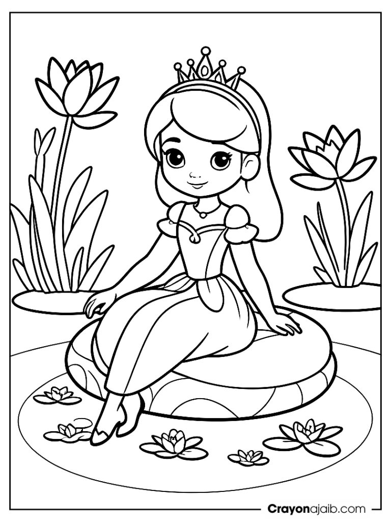 Princess and frog coloring page ca