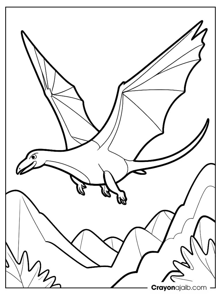 Pterodactyl dinosaur coloring page for kids ca