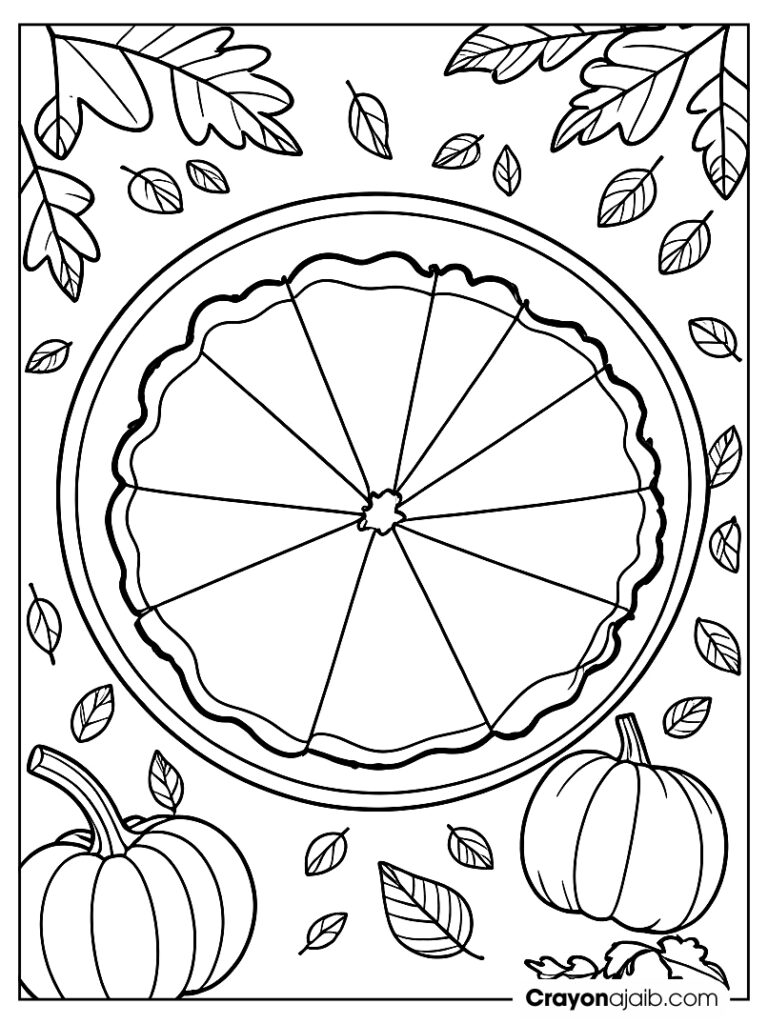 Pumpkin pie thanksgiving coloring page ca