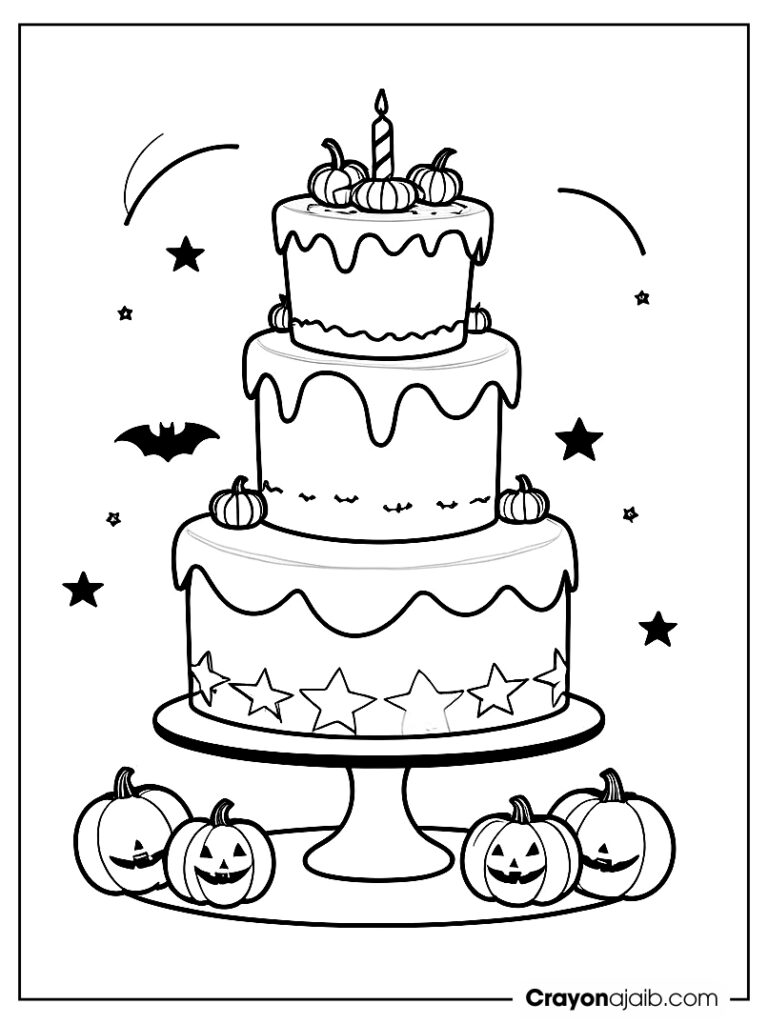 Pumpkin top cake coloring page ca