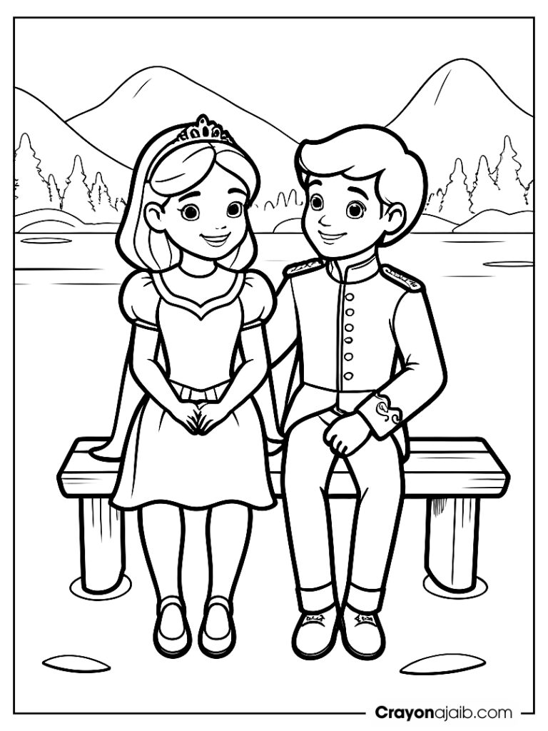 Royal couple in garden coloring page ca