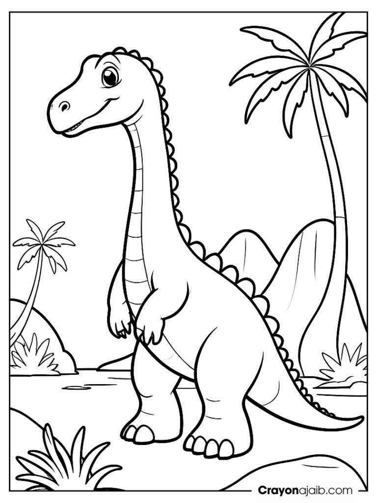 Sauropod dinosaur coloring page for kids ca