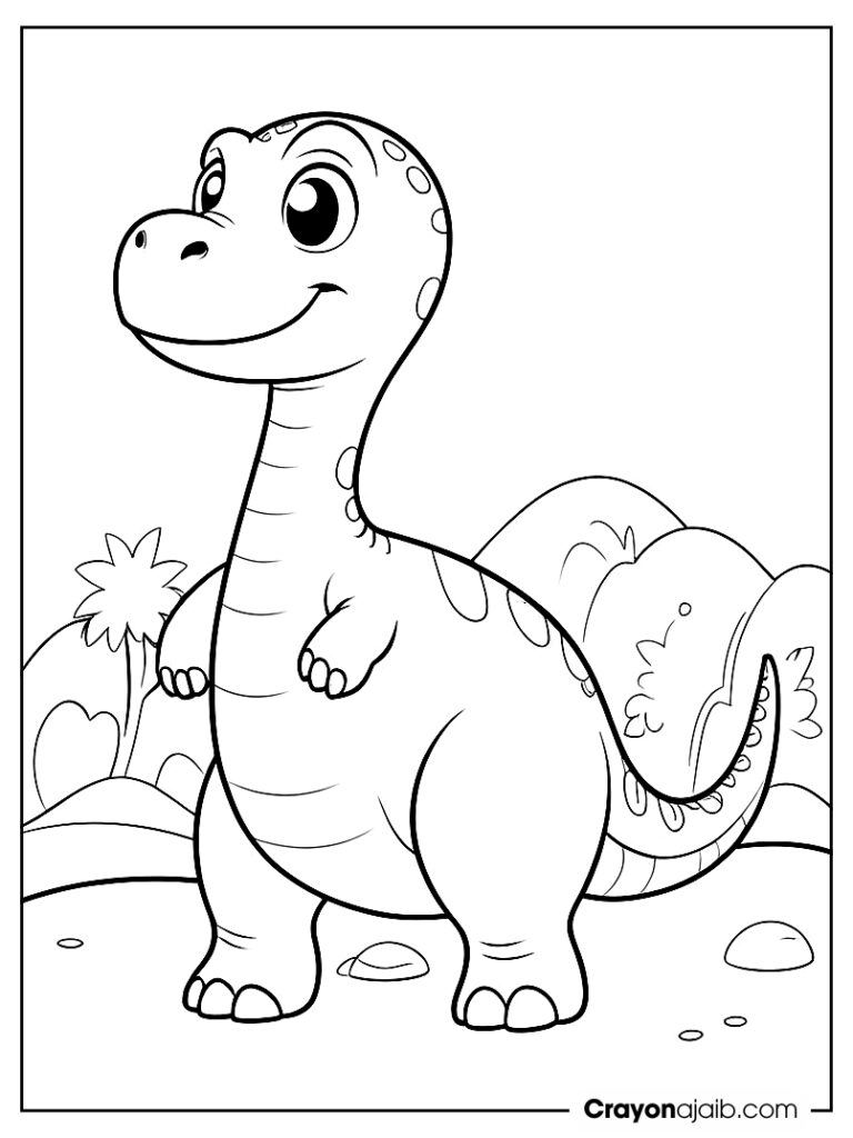 Simple apatosaurus coloring page for kindergarten ca