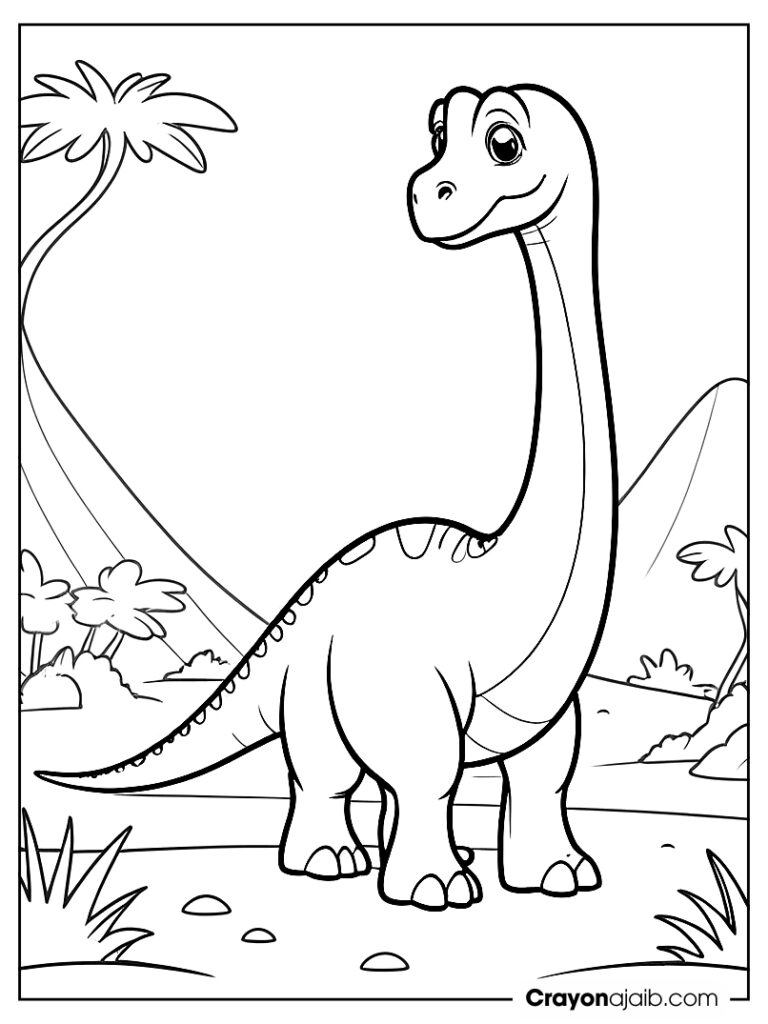 Simple long tail dinosaur coloring page ca