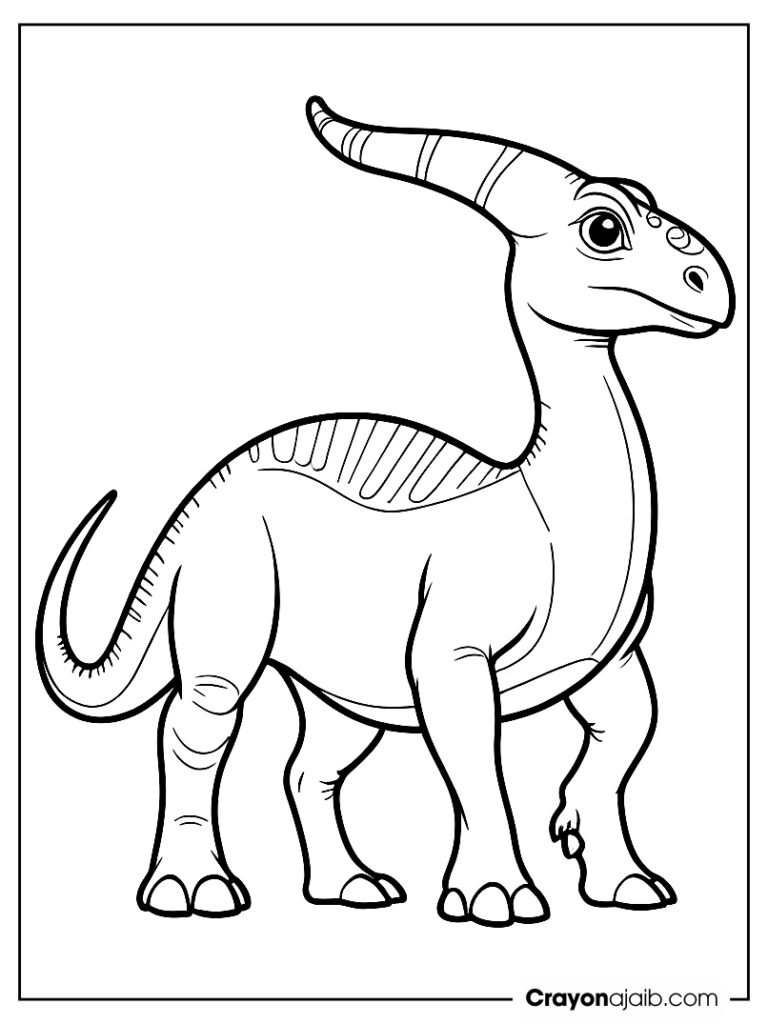 Simple parasaurolophus dinosaur coloring sheet ca