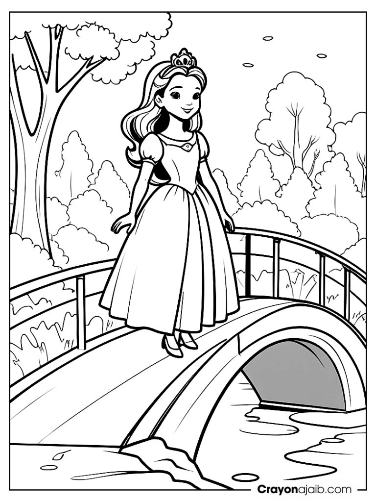 Simple princess by river coloring page ca