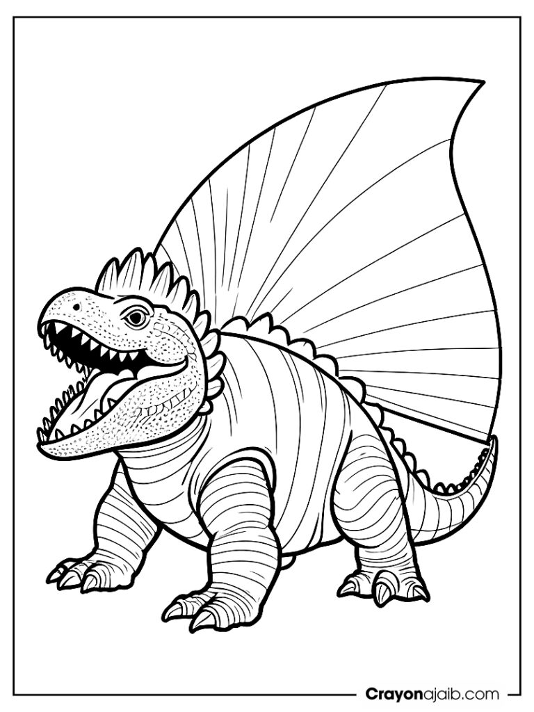 Simple sail back dinosaur coloring page ca