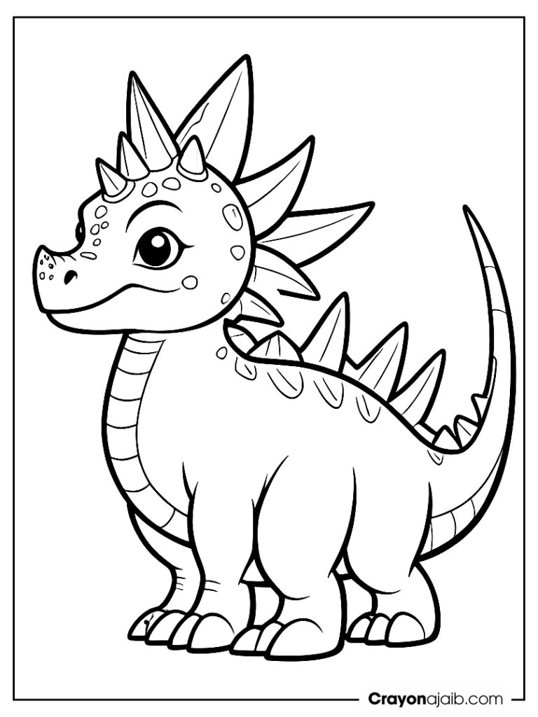 Simple spiky dinosaur coloring sheet ca