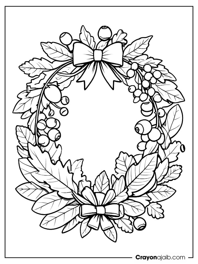 Simple thanksgiving wreath coloring page ca