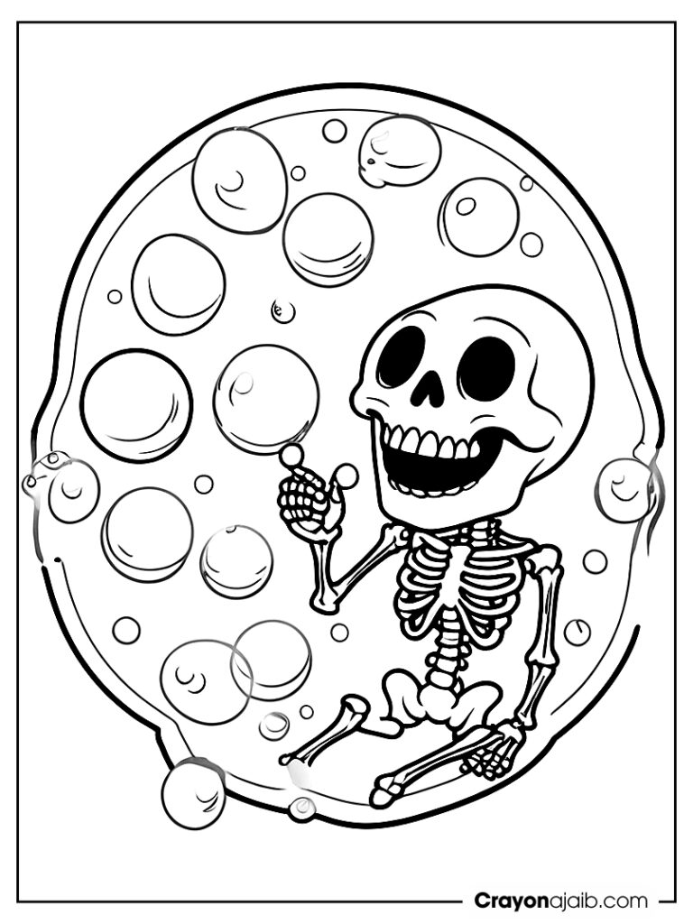 Skeleton blowing halloween bubbles crayonajaib