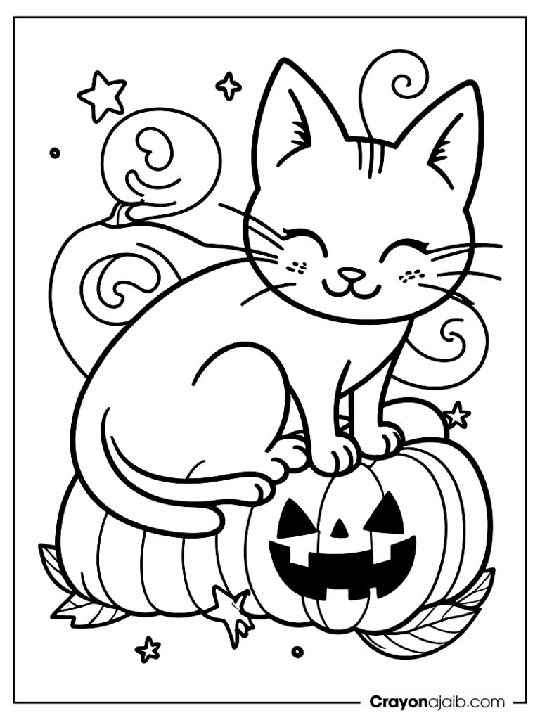 Sleeping halloween cat on jack o’ lantern ca