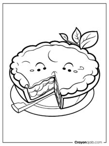 Smiling apple pie coloring page for kids ca