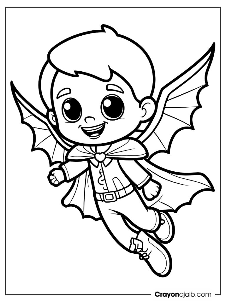 Smiling vampire child with bat wings ca