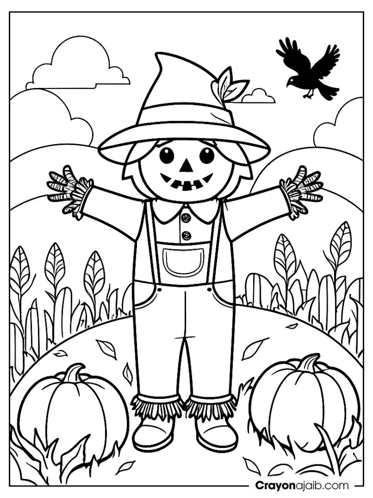 Thanksgiving scarecrow coloring page ca