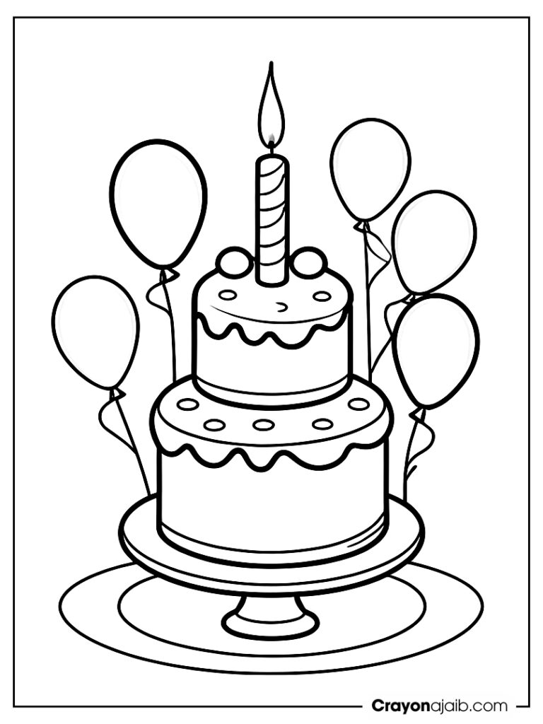 Three layer birthday cake drawing ca