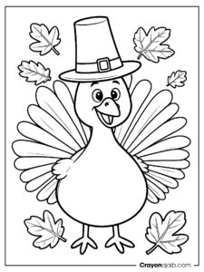 Turkey with pilgrim hat coloring page ca