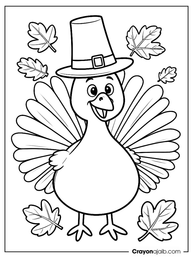 Turkey with pilgrim hat coloring page ca