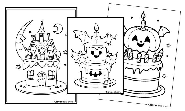 Ultimate halloween cake coloring pages free