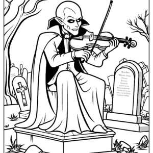 Vampire playing violin on gravestone ca