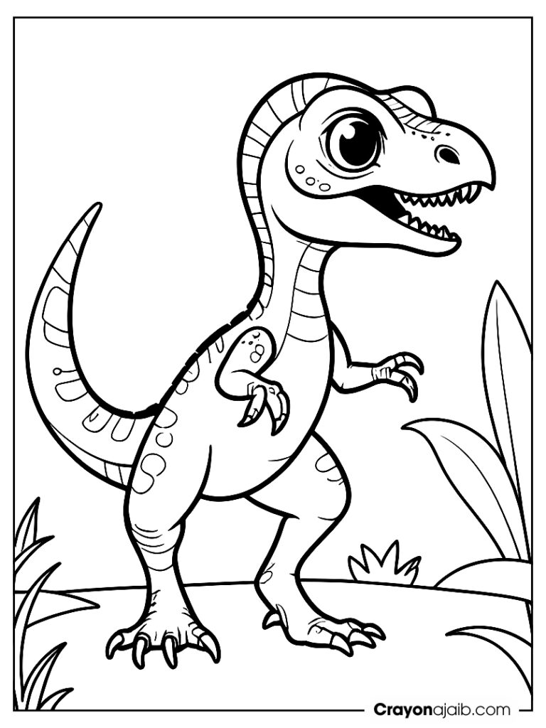 Velociraptor dinosaur coloring page for kindergarten ca