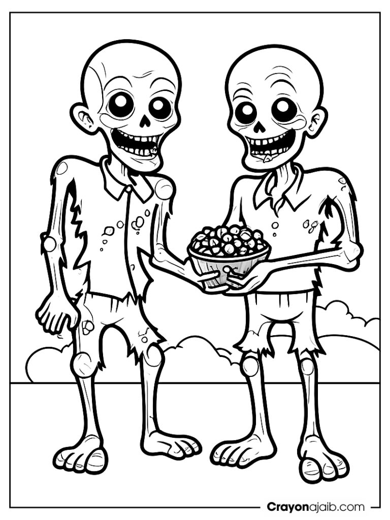 Zombie friends sharing halloween candy ca