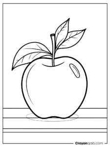 Large apple sitting on a wooden coloring pages ca