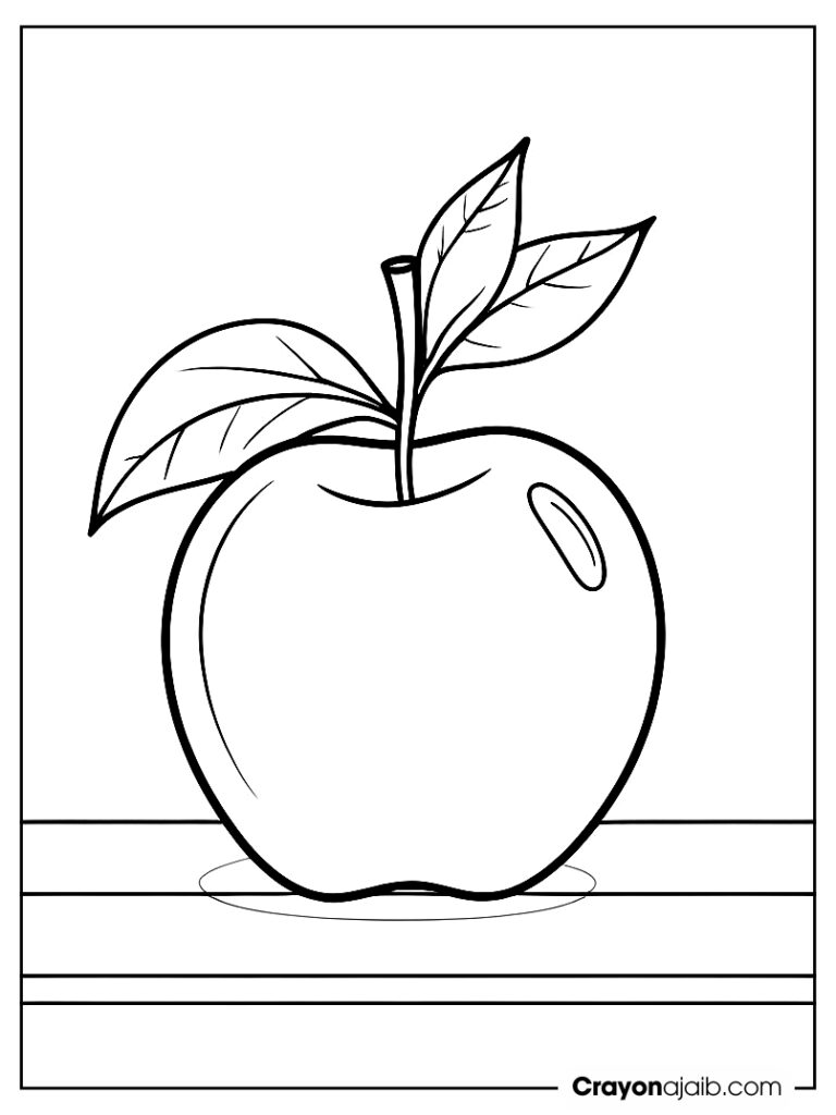 Large apple sitting on a wooden coloring pages ca