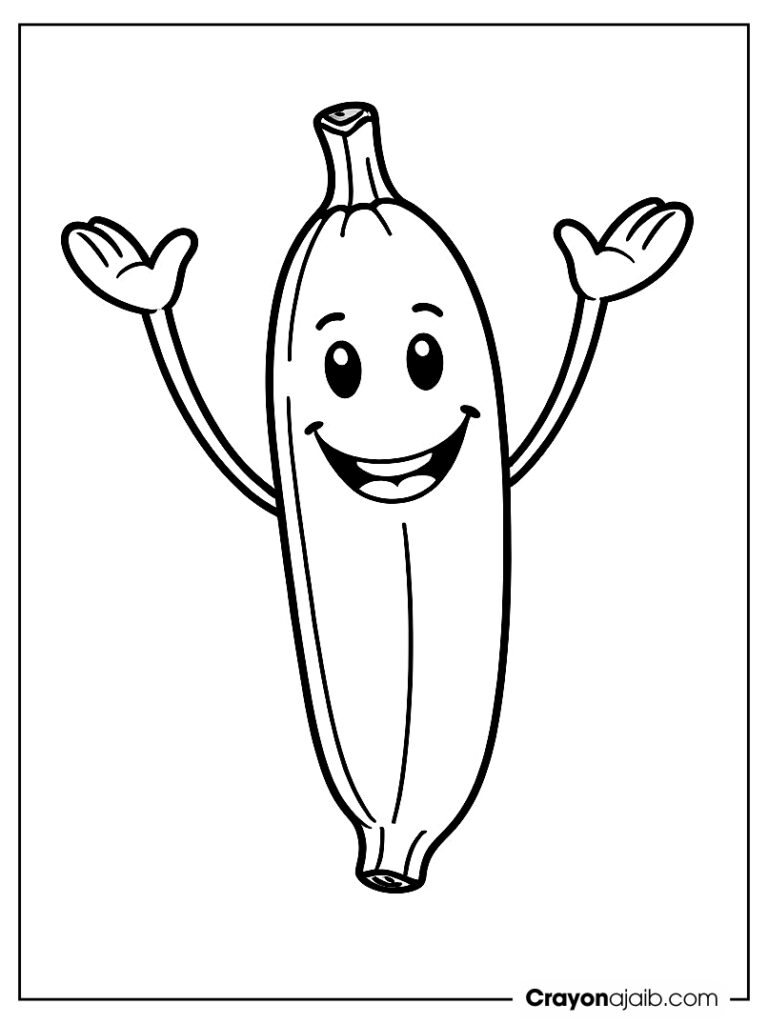 Single banana with a smiley face and arms waving hello ca