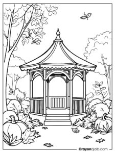 Autumn gazebo coloring page ca