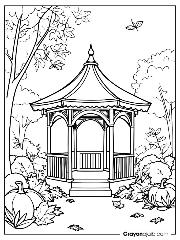 Autumn gazebo coloring page ca