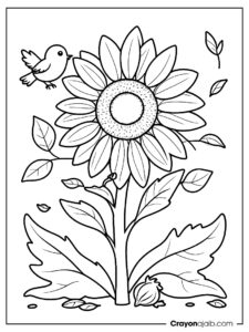 Autumn sunflower garden coloring page ca