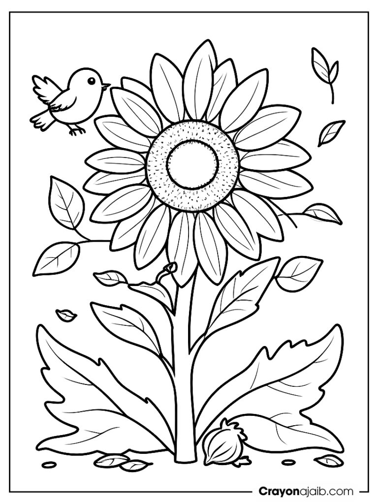 Autumn sunflower garden coloring page ca