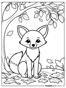 Baby fox in burrow coloring page