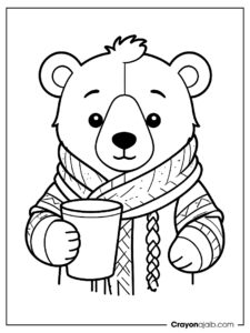 Bear drinking hot chocolate coloring page ca