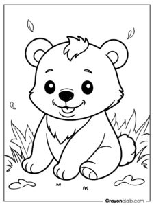 Bear rolling on grass coloring page ca