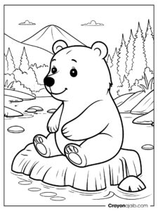 Bear by the river coloring page ca