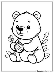 Bear with honey pot coloring page ca