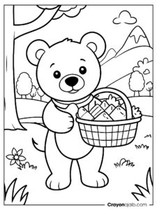 Bear with picnic basket coloring page ca