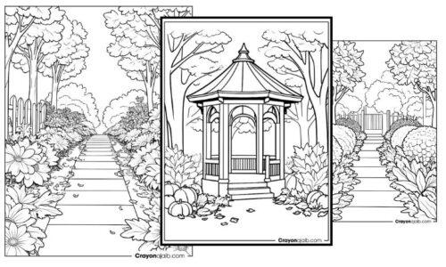 Best easy autumn garden coloring pages