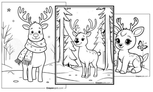 Best popular reindeer coloring pages collection