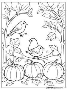 Bird in autumn garden coloring page ca