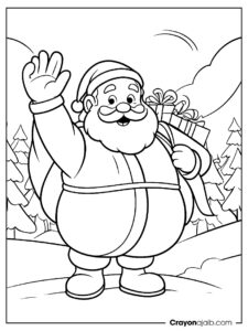 Christmas santa with toy sack coloring page ca