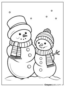 Christmas snowman family coloring page ca