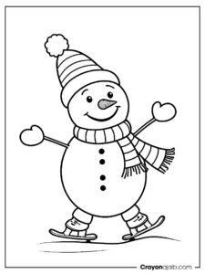 Christmas snowman skating coloring page ca