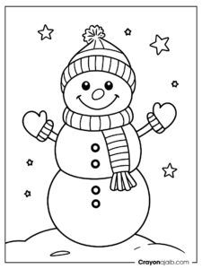 Christmas snowman with stars coloring page ca