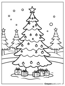 Christmas tree with bells coloring page ca