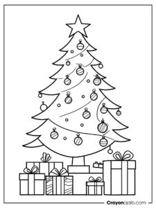 Christmas tree with gifts coloring page ca